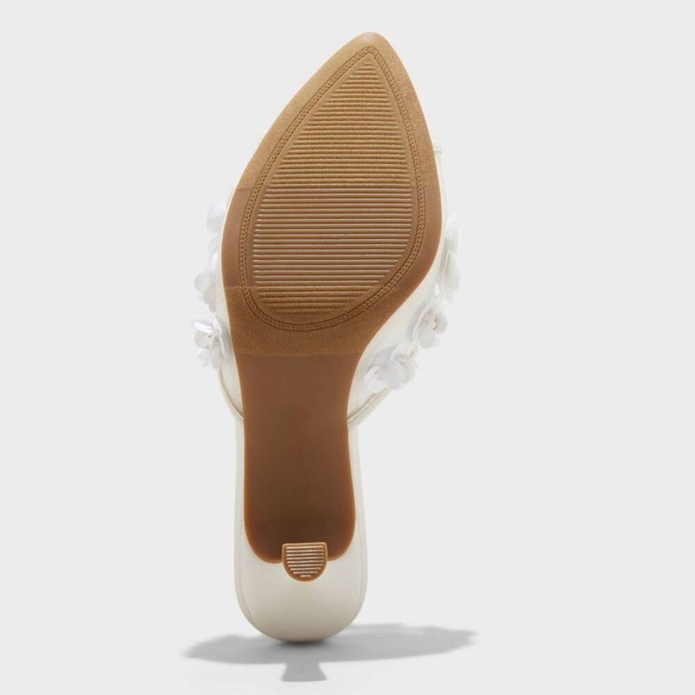 A New Day - Women's Lupita Mesh Rhinestone Peep Toe Mule Heels White - Picture 4 of 4